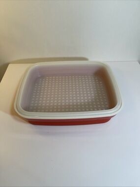 Good Vtg  Tupperware Large (9x12") Meat Marinade Container #1294-7 Paprika w/Lid